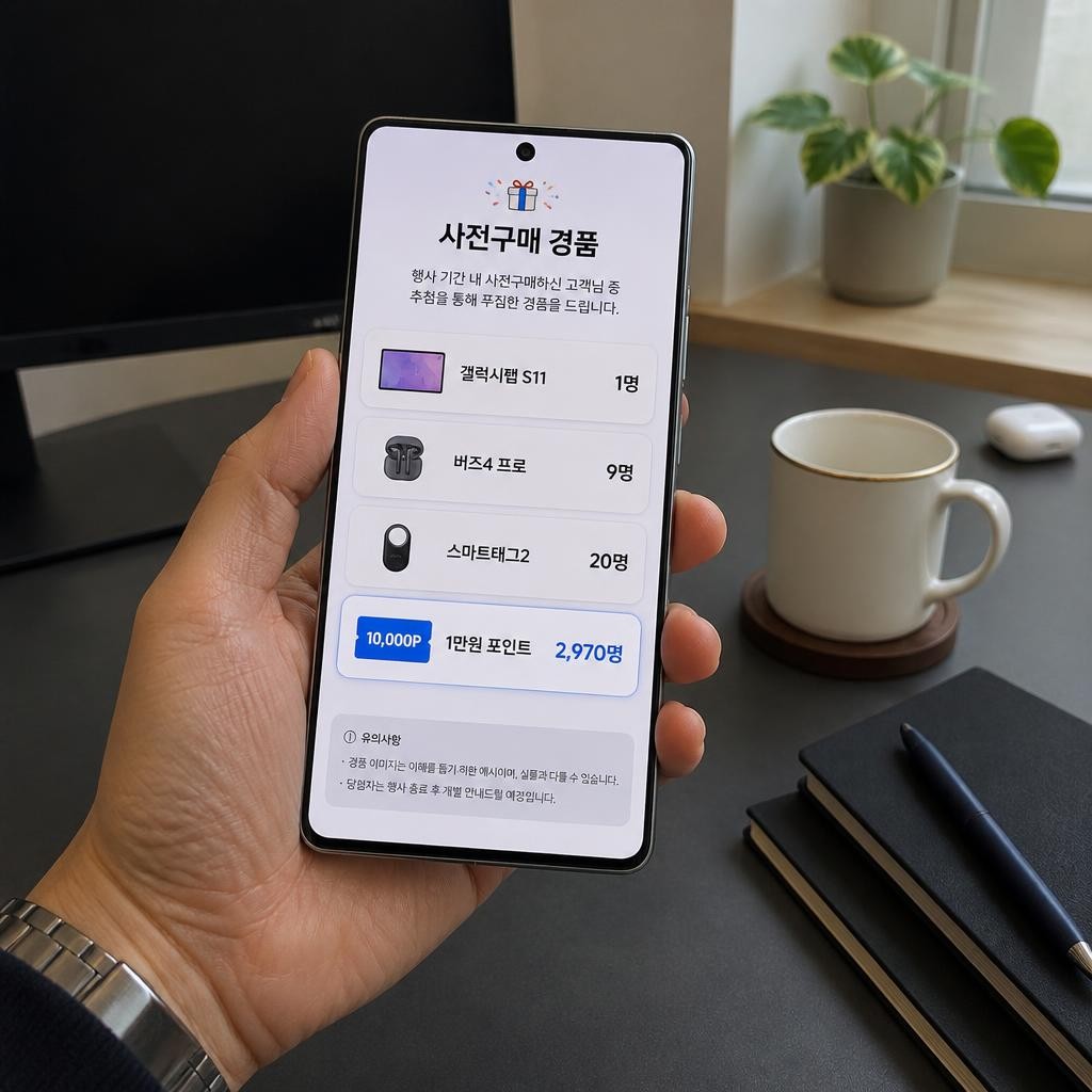 삼성 공식 경품 3,000명 중 2,970명은 1만원 포인트다