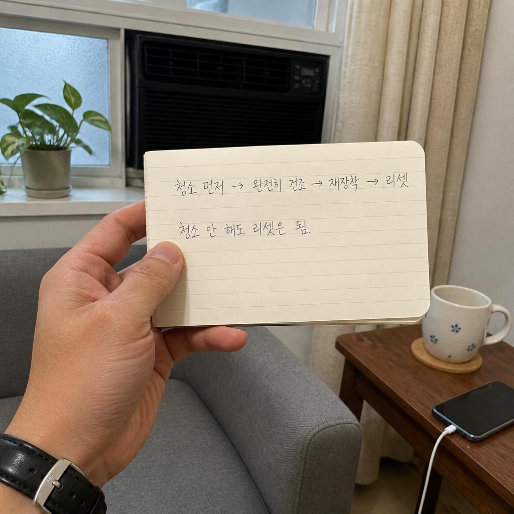 필터리셋은 청소했는지 확인하지 않는다