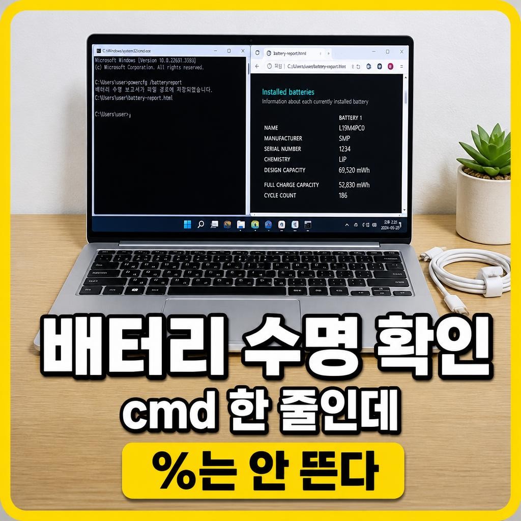 노트북 배터리 수명 확인 cmd 썸네일