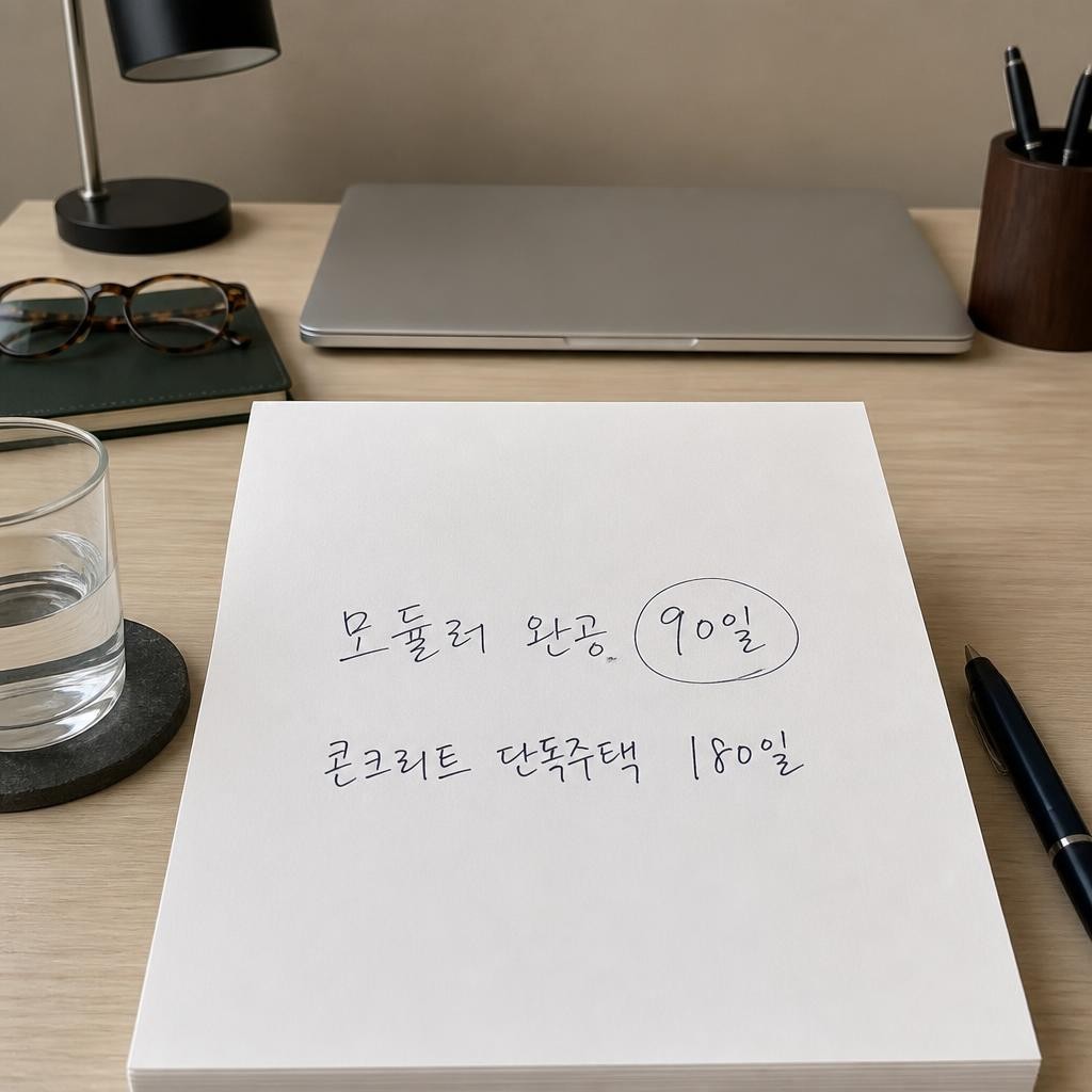 얼마나 걸리나, 완공 자체는 90일이다