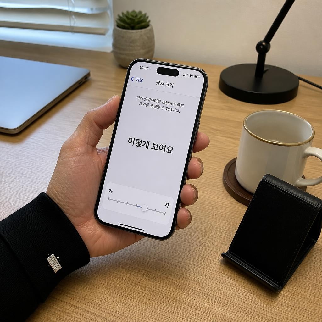 스피커 위치와 기본 글자 크기