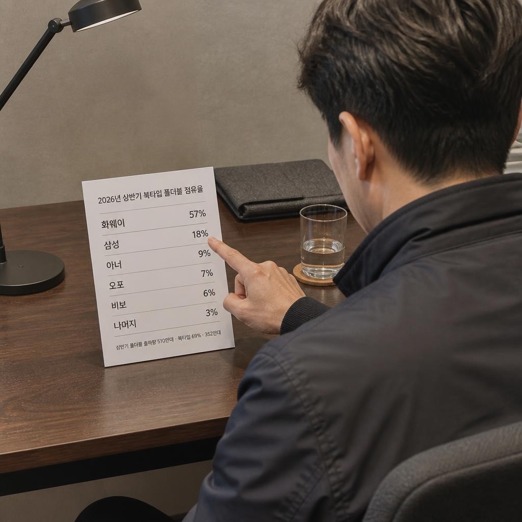 폴더블 스마트폰 점유율, 화웨이 57% 삼성 18%