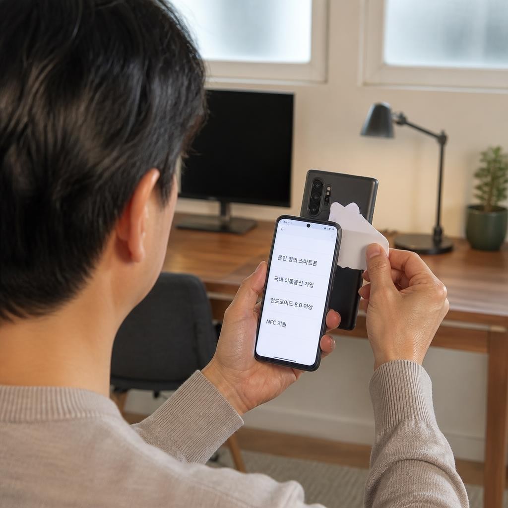 안드로이드 8.0 이상, NFC 되는 본인 명의 폰 한 대