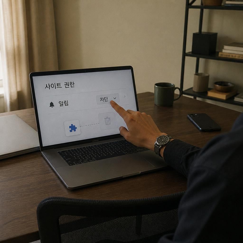 알림 허용을 눌렀다면 브라우저 사이트 권한에서 차단
