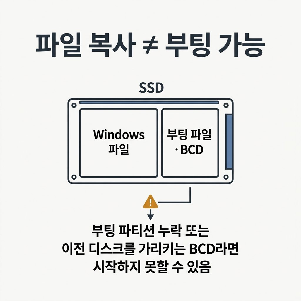파일 복사와 부팅은 별개다