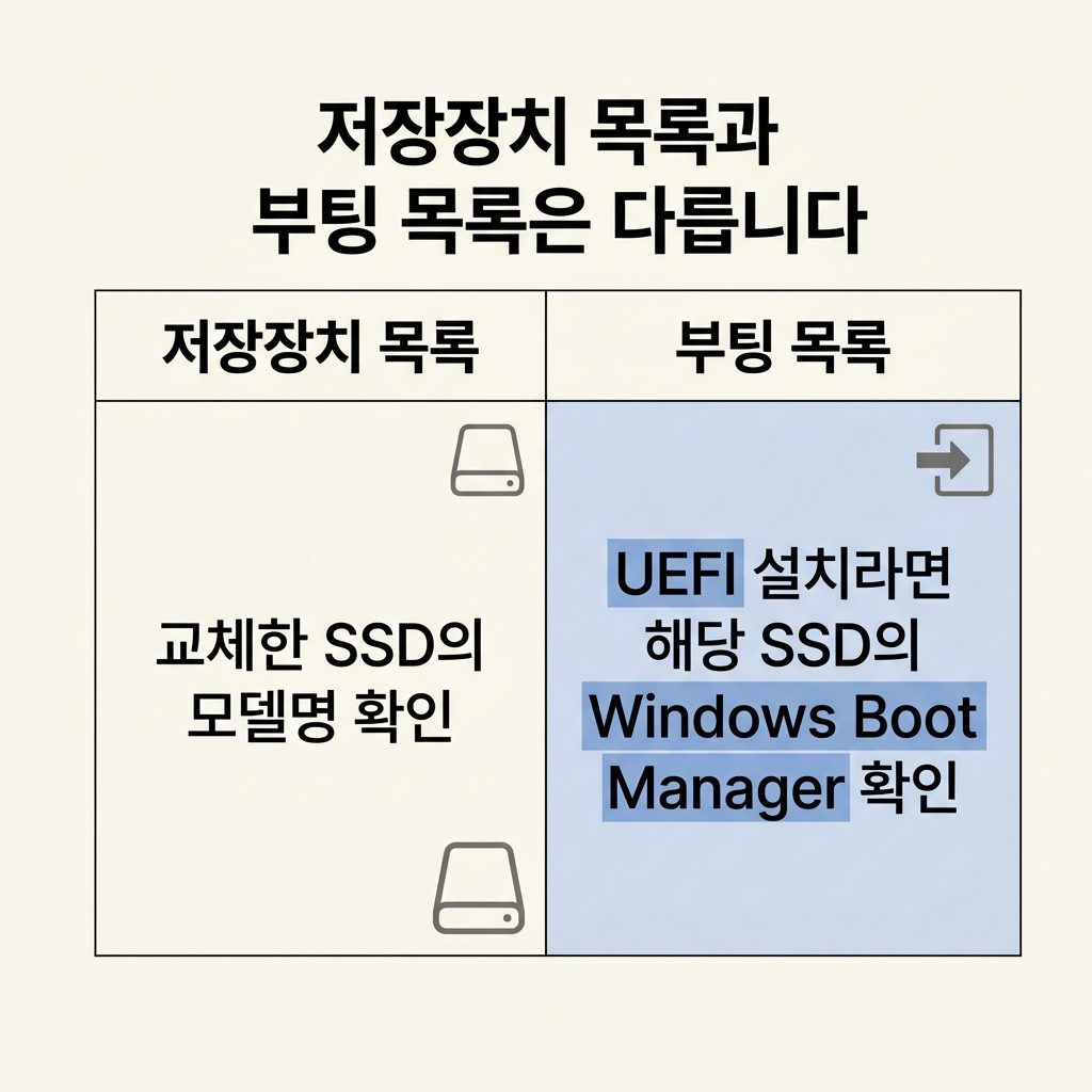 SSD가 보이는 곳부터 확인한다