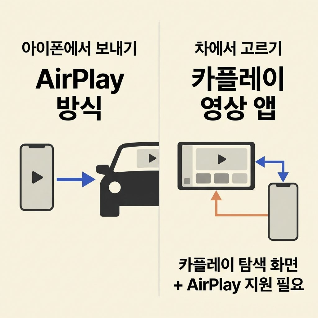 아이폰에서 보내기와 차에서 고르기의 차이
