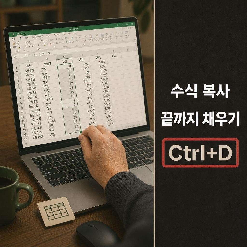 열 끝까지 한 번에 채우는 엑셀 수식 복사 방법