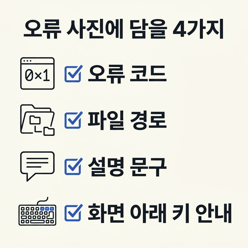 오류 문구와 마지막 변경