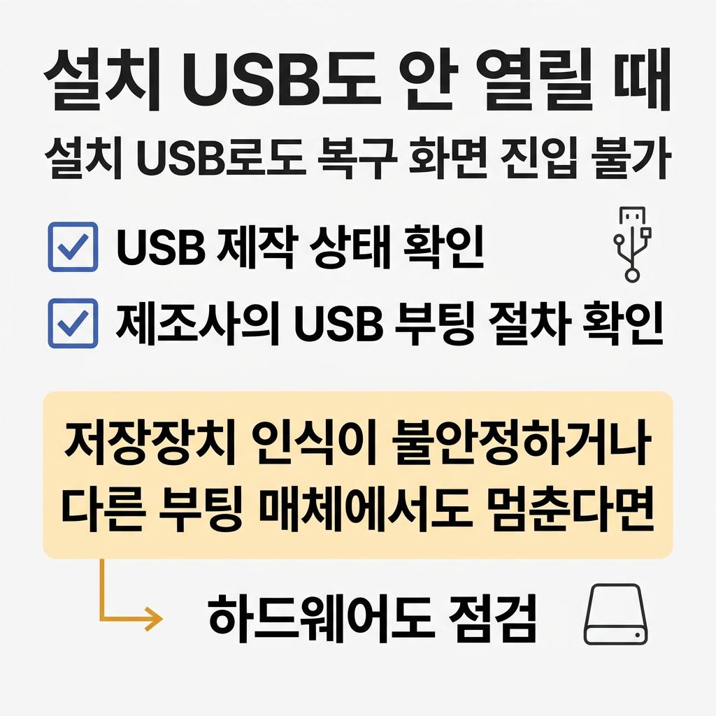 USB도 부팅되지 않거나 드라이브가 안 보일 때