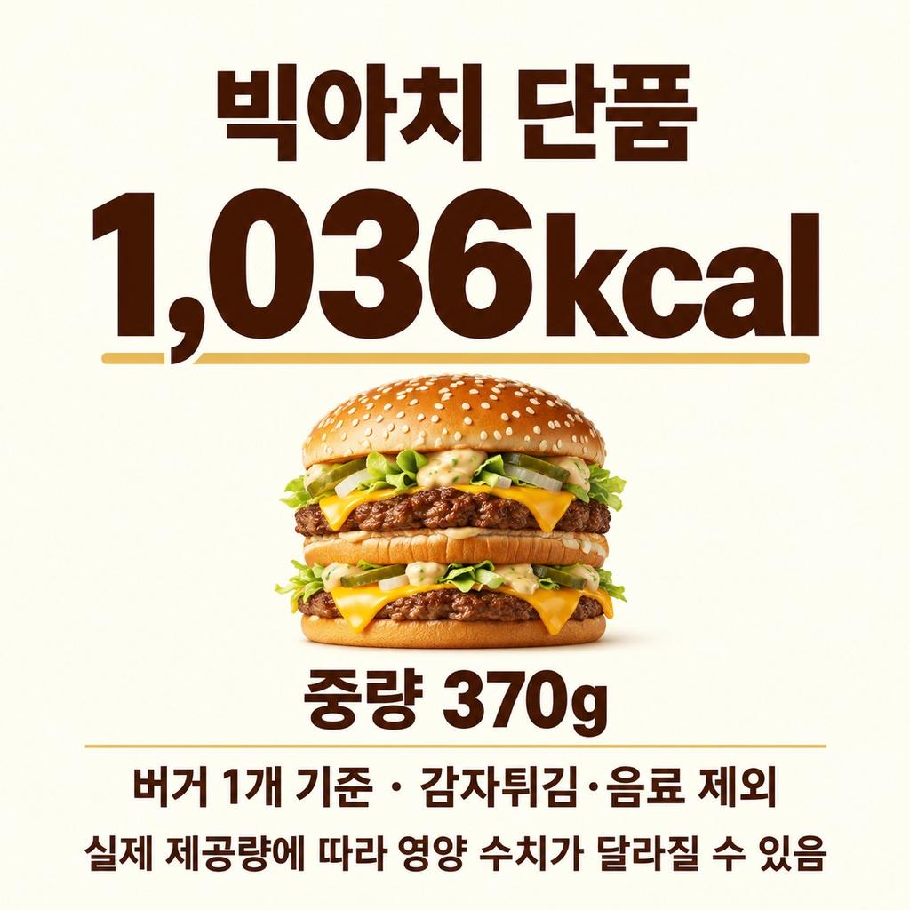 단품 한 개는 1,036kcal다