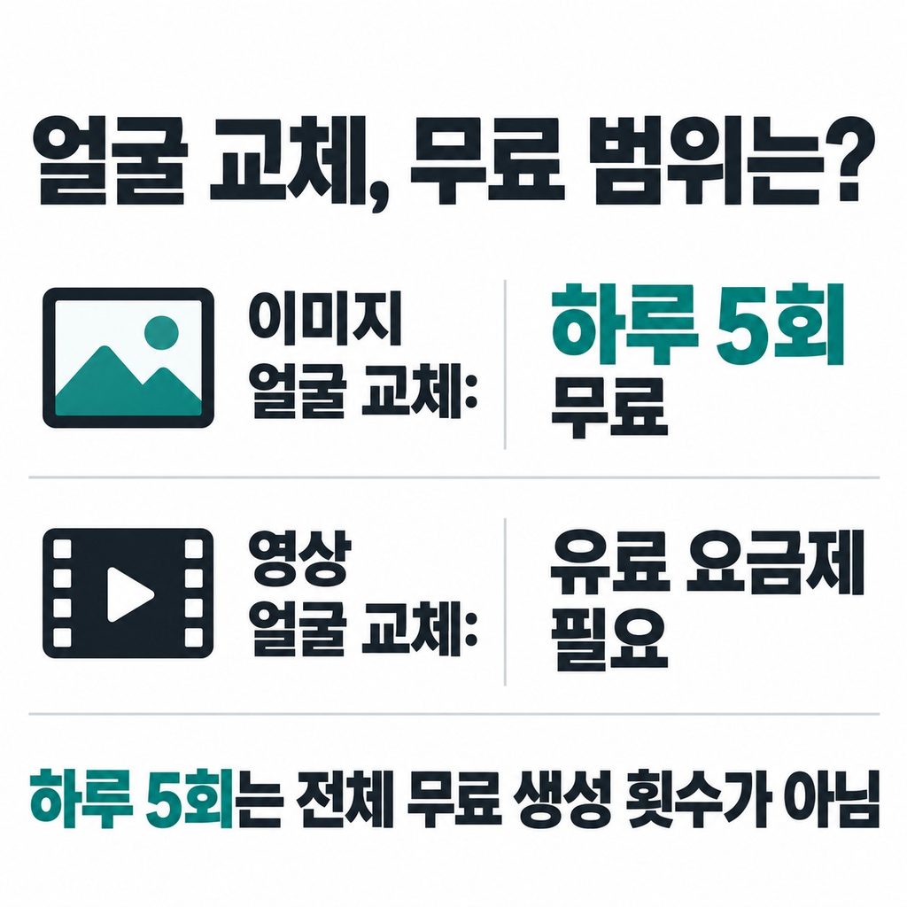 이미지 얼굴 교체는 하루 5회 무료다
