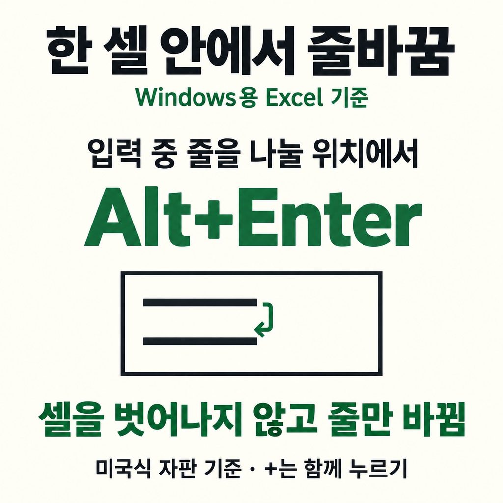 한 셀 안에서 줄을 바꾸려면 Alt+Enter