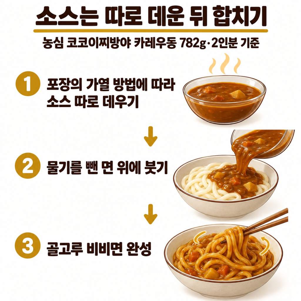 소스를 따로 데워 면과 골고루 비빈다
