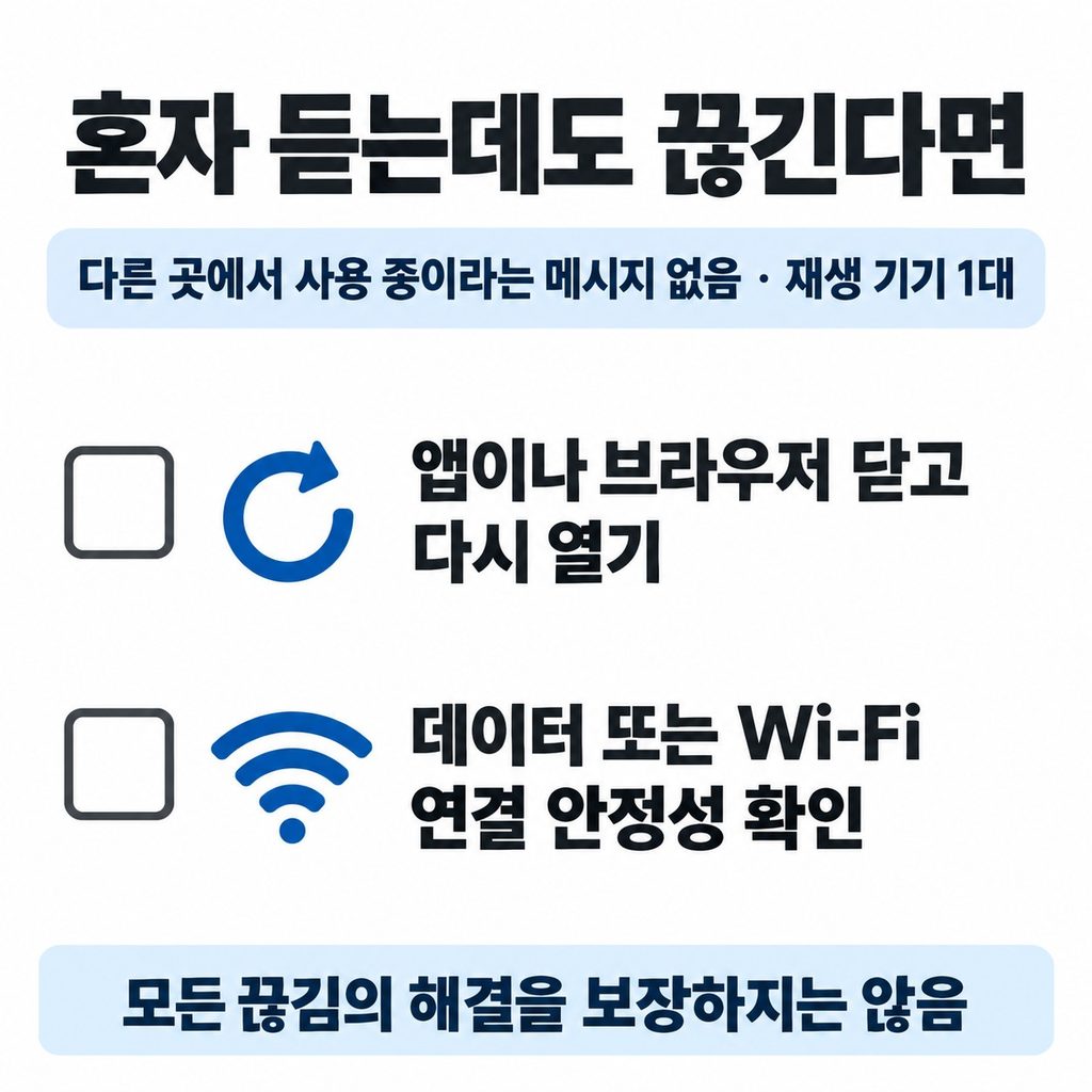 혼자 듣는데도 끊긴다면