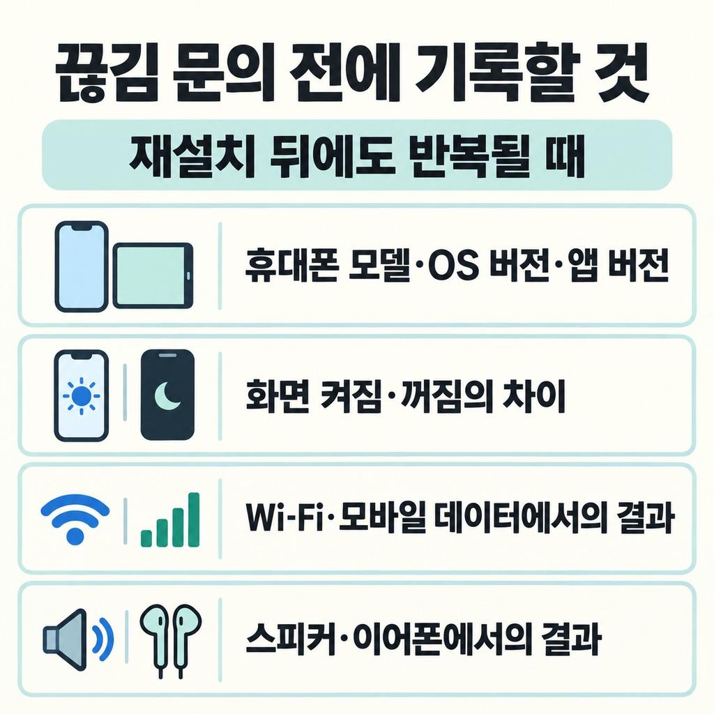 계속 끊길 때 남겨 둘 정보