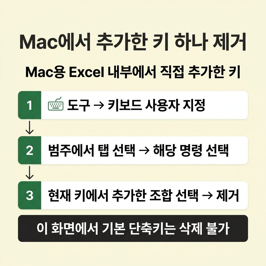 Mac은 키보드 사용자 지정에서 하나씩 제거