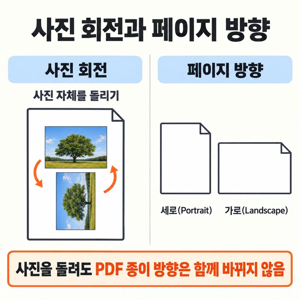 누운 사진 세우기와 종이 방향 고르기
