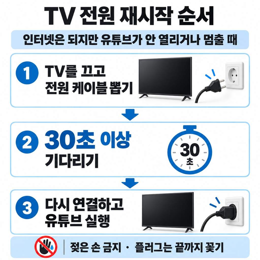 앱이 멈췄다면 TV 전원을 완전히 끊는다