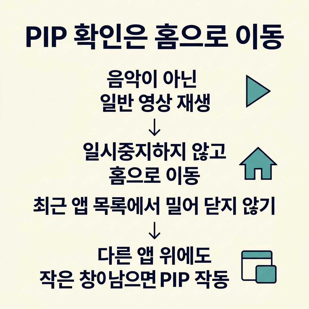 영상을 멈추지 말고 홈 화면으로 나가기