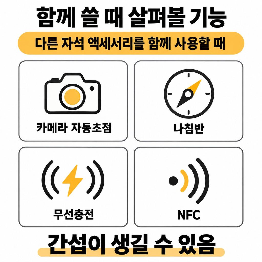 지갑과 그립은 간섭 가능성도 살핀다
