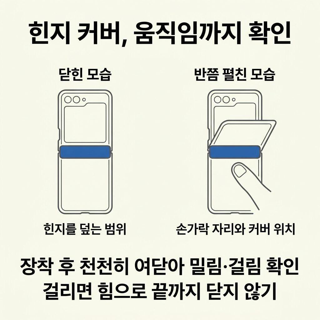 힌지를 덮는 방식과 여닫는 감각