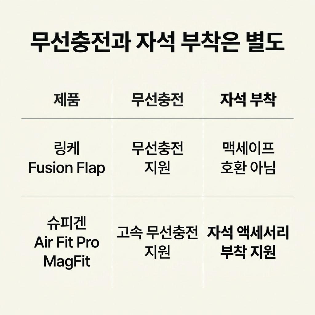 무선충전과 자석 부착은 별도 조건